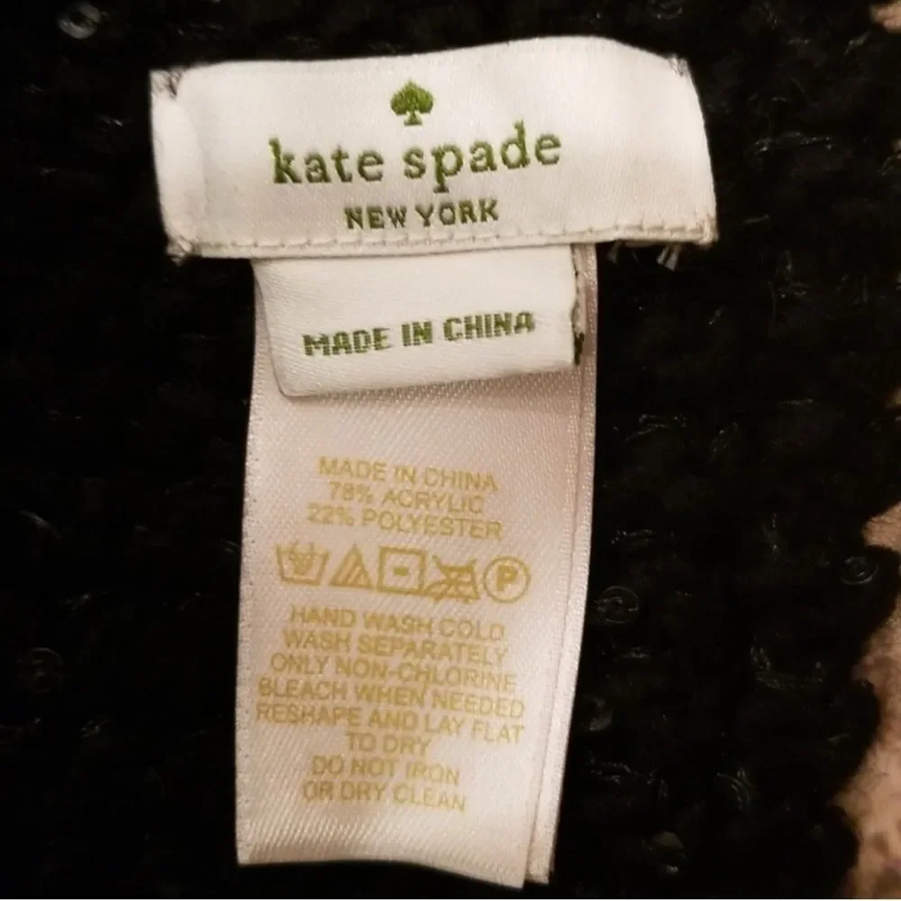 Kate Spade Black Sequin Knit Scarf Snood OS
